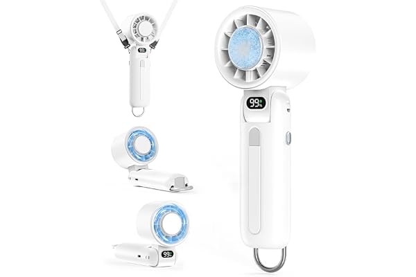 【2026革新版・-25℃瞬間冷却】ハンディファン 冷却プレート付き 100段階風力 160°折り畳み 携帯扇風機 冷感 手持ち扇風機 5000mAh 長持ち 小型 強力 LED表示 USB充電式 暑さ対策 卓上 首掛け カラビナ付き ストラップ付属 ホワイト