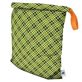 Planet Wise Roll Down Wet Diaper Bag, Lime Plaid, Large