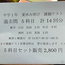 Amazon.co.jp: 中学1年 夏休み課題テスト 過去問 五科目セット