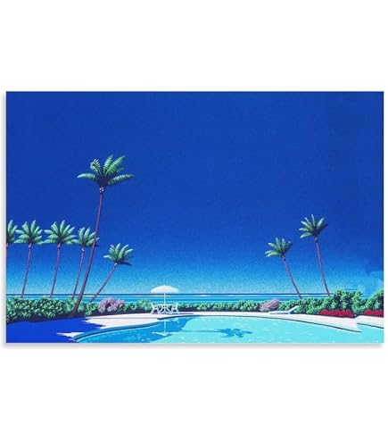 Amazon.co.jp: トライエックス ポスター 永井博/WHITE CAR AND THE