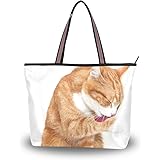 [SoreSore] ソレソレ トートバッグ 大容量 レディース メンズ 猫柄 猫 ネコ 白 ホワイト アニマル かわいい バッグ ハンドバッグ ファスナー 大きめ 通学 旅行 帆布 プレゼント