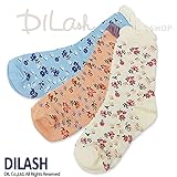 (ディラッシュ) DILASHクルーソックス（小花）/秋 S(13～15cm) オフホワイト