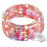 GDEALER 8 Modes String Lights 33ft 100LED Copper Wire Fairy Starry String Lights Battery Powered wit