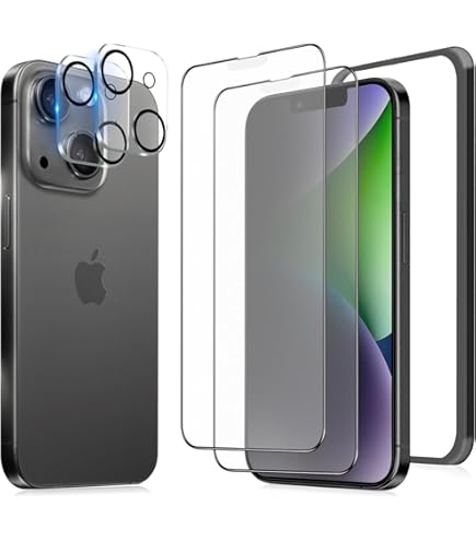Amazon | 対応 iPhone 14 ガラスフィルム 【ガイド枠付き】2*強化