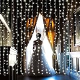 【水中にも適用】AGPtEK　3M×3M/300 LEDカーテンライト USB給電式 8 点滅 パターン結婚式、学園祭、誕生会、ハロウィーン、クリスマスパーティー、バレンタインデー、記念日などイベント