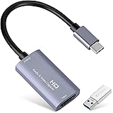 ビデオ キャプチャ カード、GUERMOK USB 3.0 HDMI to USB C オーディオ キャプチャ カード、4K 1080P60 キャプチャ デバイス、ゲーム ライブ ストリーミング レコーダー、PS4/5 用 Windows Mac O
