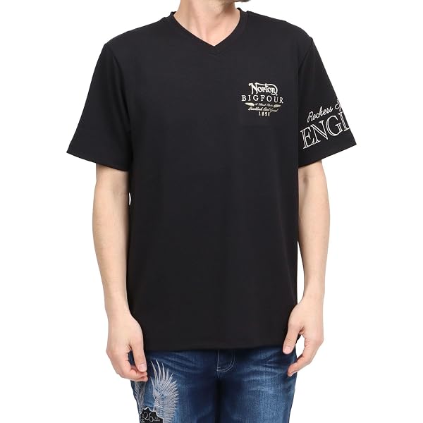Amazon | [ノートン] ミニ ロゴ エアー ジャカード Vネック Tシャツ 