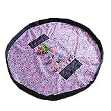 llzjおもちゃストレージバッグKids ToysオーガナイザーBaby RugポータブルLarge Tidyバッグストレージ巾着遊びマット子供家庭用クイックポーチソートアウトナイロン、C
