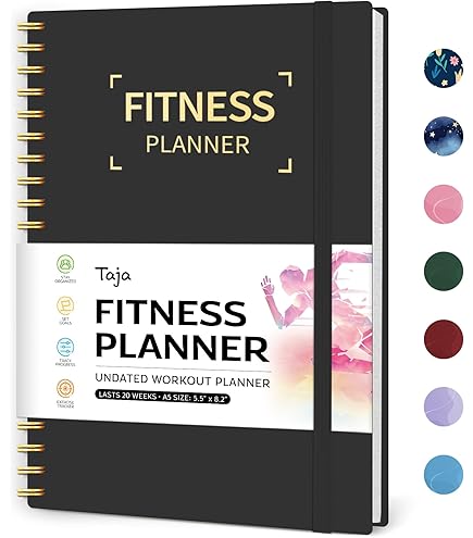 Fitnesslogboek - Volg 150 trainingen - Dik papier, duurzame omslag - A5 - Ongedateerd trainingsdagboek, Planner Logboek - Volg gewichtsverlies, spiergroei, sportschooloefening, vooruitgang in