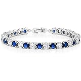 Sparkling 7 Inch Blue and White Round Cubic Zirconia Tennis Bracelet