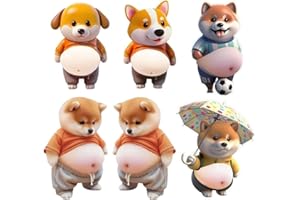 犬 お腹 シール 3D 【6枚】立体 ぷにぷに シール やわらかい ステッカー スマホ 手帳用 デコレーション (犬A 6枚)