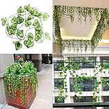2.3M Artificial Ivy Heart Shape Green Leaves Garland Home (Usa)