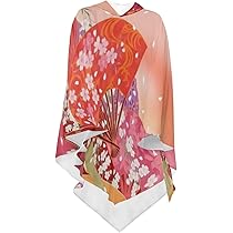 Amazon.co.jp: [JYH] ケープコート 和風 和柄 春 桜散る フード