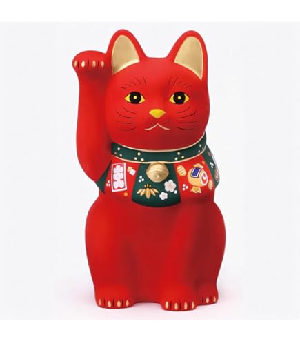 Amazon.co.jp: クラフトマンハウス 陶彩 万福 唐草 招き猫(左手上げ