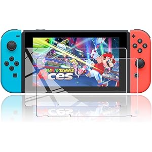 Nintendo Switch用 ガラスフィルム 強化ガラス 保護フィルム 【ブルーライトカット】 日本「旭硝子」素材製 指紋防止・目の疲れ軽減・最强硬度9H・耐スクラッチ・飛散防止・高透過率・気泡ゼロ・貼り付け簡単・2枚入り