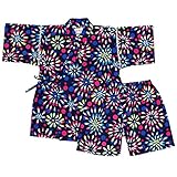 アスナロ（甚平） 甚平 ベビー 女の子 子供 花火 和柄 綿100％ 上下 ウェストゴム95 ネイビー