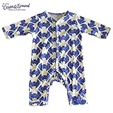 オーシャンアンドグラウンド｜ベビー肌着長袖ロンパース｜ＢＡＴ柄｜ネイビー