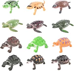 Amazon Co Jp Simplelife 12ピース セット亀フィギュアモデルのおもちゃかわいい漫画動物亀教育玩具子供キッズ男の子と女の子 ホビー