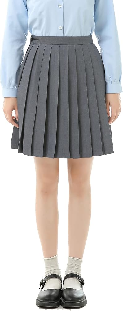 [Sharphon] 制服 スカート 黒 紺 灰 白 5色 36/39/42/45/48/55/60/70/80CM丈 無地 ライン ハイウエスト プリーツスカート