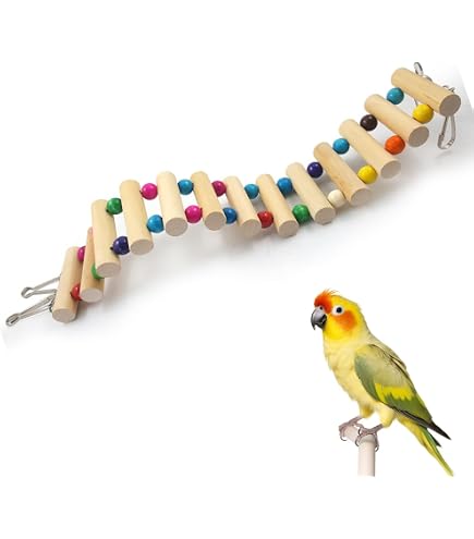 Amazon | dilib インコ はしご おもちゃ 木製 鳥 止まり木 吊り下げ