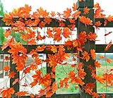 5パック5 USB人工Maple LeavesシルクVines植物各ガーランド8。9フィートHanging Rattan Fences Windows壁装飾卸売ホームパーティーセレモニー結婚式レッド(