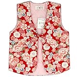 ポンチョ 花づくし レッド 90サイズ 女の子 日本製