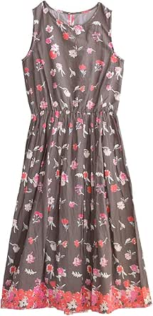 Amazon Co Jp ズーティー Zootie インドコットン ノースリーブワンピース グレーモカ グレーモカ フリーサイズ 服 ファッション小物