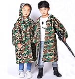 TMVOK レインコート レインウェア子供用 キッズ 通園 通学 ランドセル対応 ガールズ ボーイズ 雨合羽 傘 男の子 女の子 小学生 こども 雨具 迷彩 収納ポーチ付き (迷彩, XXL (身長1