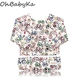 OHBABYKAお食事エプロン 防水 乳幼児 ベビー 子供 長袖タイプ 粘土遊び お絵かき スタイ よだれかけ ビブ よだれカバー スモック (ZY11)