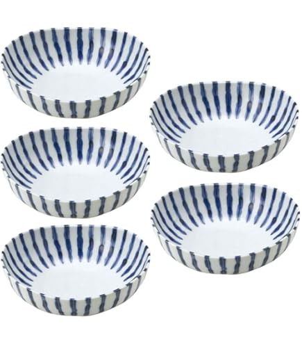 Amazon.co.jp: 有田焼 深川製磁 かぶと唐草 小鉢揃 5枚セット 染付 角