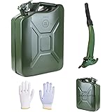 B.ugopty 20L 縦型ガソリン携行缶[UN規格 消防法適合品]車のオートバイク緊急用携行缶、給油ノズル軍手付 持ち運び便利 外出必備品、に適用する アウトドア 旅行、応急手当用品、防災用品。
