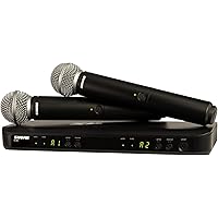 SHURE シュア ワイヤレスマイクシステム BLX288/SM58 : BLX2/SM58ハンドヘルド型ダイナミックマイク 2本 BLX88受信機 デュアルチャンネル プロ仕様 歌 歌手 ボーカル パフォーマンス ライブ イベント プレゼン 演説 