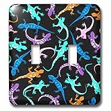 3drose LSP _ 80638 _ 2ピンクパープルブルーN Aqua Geickos N Lizards onブラックライトスイッチカバー