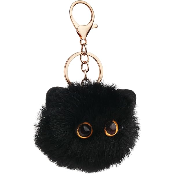 Amazon | Yavoluy キーホルダー 黒猫のぬいぐるみ キーリング ふわふわ