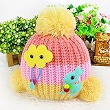 耳まであったか防寒 かわいい ベビー キッズ 赤ちゃん ニット帽子 ボンボン付き 2017 新製品 (orange)