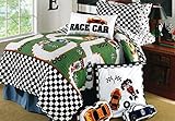 Toddler Bedding Cotton 2 Piece Quilt Set Formula F 1 Hot Rod Race Cars Reversible Black and White Ch