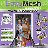 EazyMeshポリエステルメッシュ磁気スクリーンドアwithフル長縫製でマジックテープシール、36 x 83-inches
