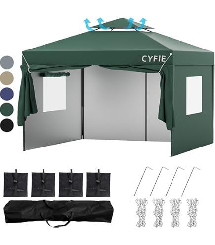 CYFIEタープテント 3mx3m サイドシート1枚付 ワンタッチ 高さ3段階 Amazon | CYFIE タープテント 3mx3m サイドシート1枚付