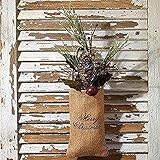 Vintage Hanging Burlap Bag - Merry Christmas (Small (4-in x 7-in))【クリスマス】【ツリー】 [並行輸入品]