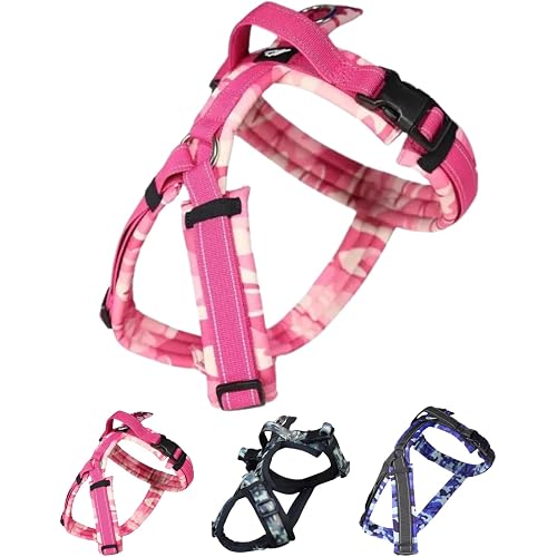 Hakusan ゼロハーネス 負担軽減 犬用ハーネス サイズ調整可 簡単着脱 夜間反射材 軽量 通気 ハンドル付き ネームプレート XXS サイズ ピンクカモ