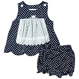 《H29年春物》(日本製) Pample Mousse(パンプルムース) ブライト水玉JQエプロン付スカラップミルキースーツ 70cm /NB NO.DP-71401