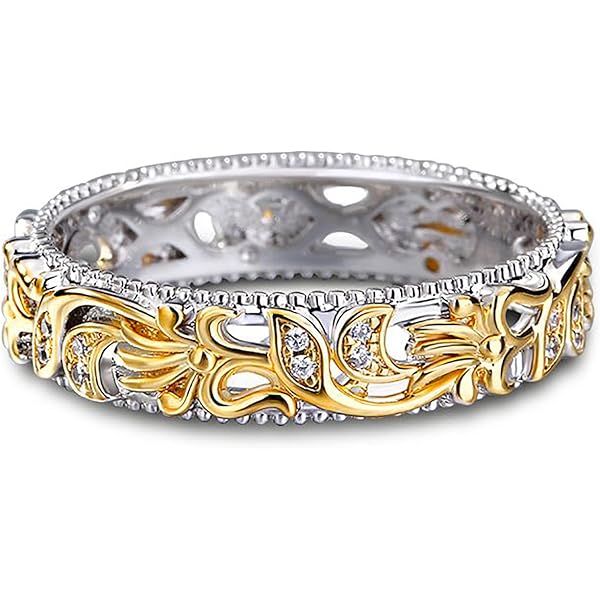 Amazon | [silver KYASYA]シルバー925 レースリング ゴールド 透かし