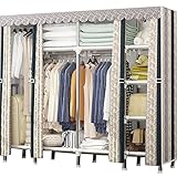 LuluLife ワードローブ クローゼットハンガー カバー付き 組み立て式 防水 防塵 防汚 幅210×奥行45×高さ170cm (L, A)
