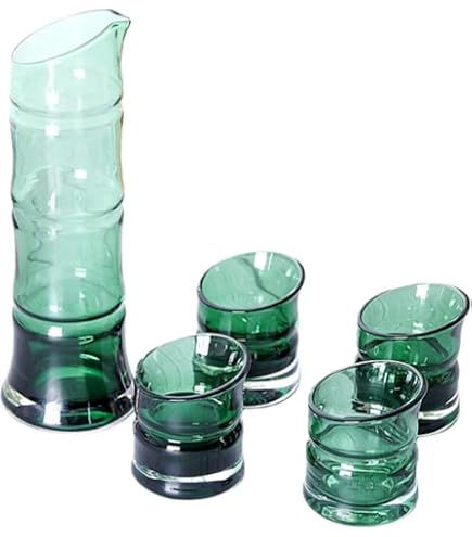 Amazon.co.jp: ガラス酒セット 竹デザイン酒セット 冷酒/燗酒/熱燗