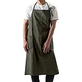 [Chapdaddy] エプロン メンズ 男性用 前掛け 撥水加工 機能性 おしゃれ カフェ風 リネン配合生地 長尺 すらっとエプロン