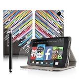 Casezilla Amazon Fire HD 6 Tablet (Wi-Fi 8GB & 16GB) Multi-Function Black Shooting Stars Leather Cas