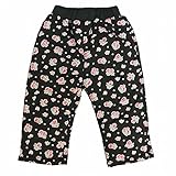 スノーパンツ 防寒 ズボン ベビー 女の子 花柄 中綿入り パンツ ブラウン 80