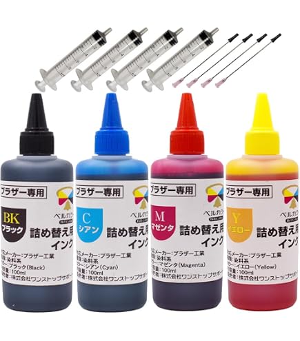 Amazon.co.jp: ブラザープリンタ用 詰め替え 互換インク100ml 染料 4色