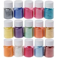 Daeum 1セットマイカパウダーエポキシ樹脂染料、15色、ジュエリー作成ツール、ナチュラルマイカミネラルパウダー