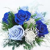 ブルーのプリザーブドフラワーアレンジ０１誕生日結婚記念日お祝いお見舞いにギフトケース付